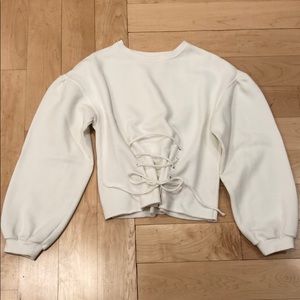 Lovers + Friends White Corset Sweater